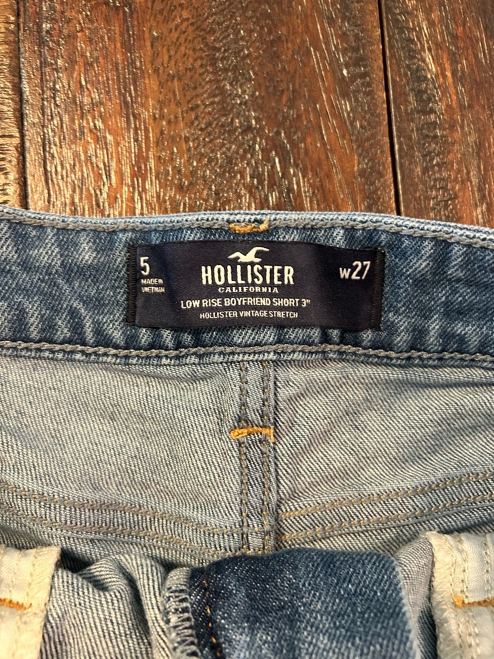 Low Rise Boyfriend Vintage Stretch Distressed Denim Shorts - 3” - Picture 4 of 9